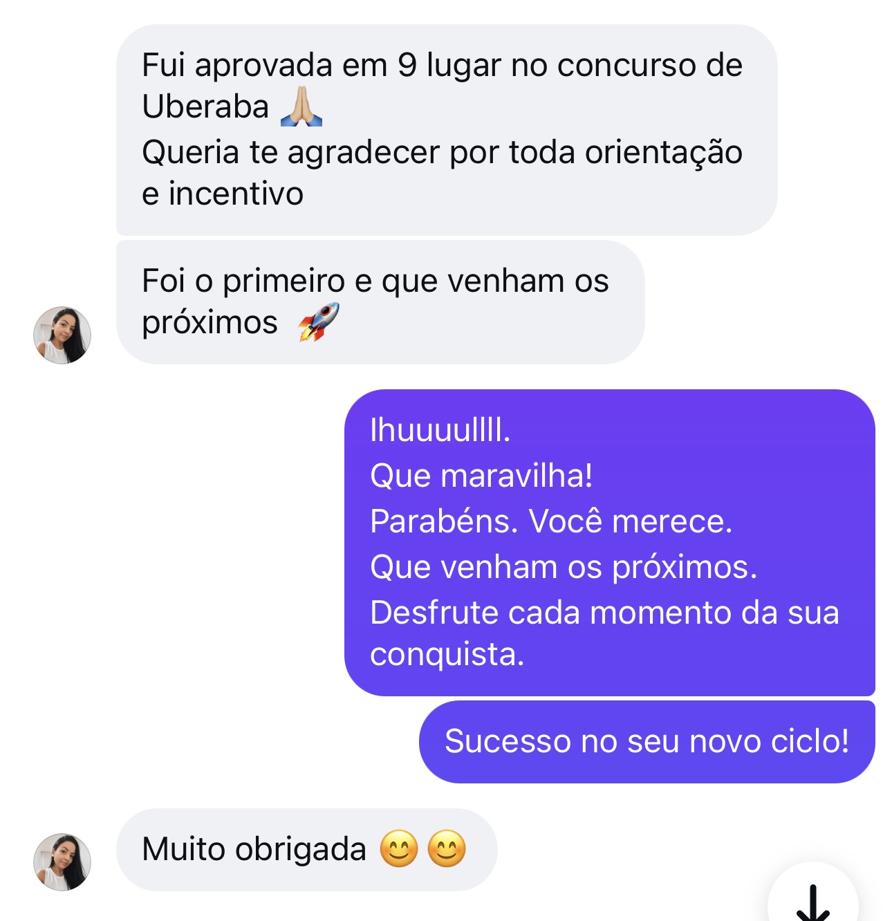 Print da Polly, aprovada como farmacêutica em MG